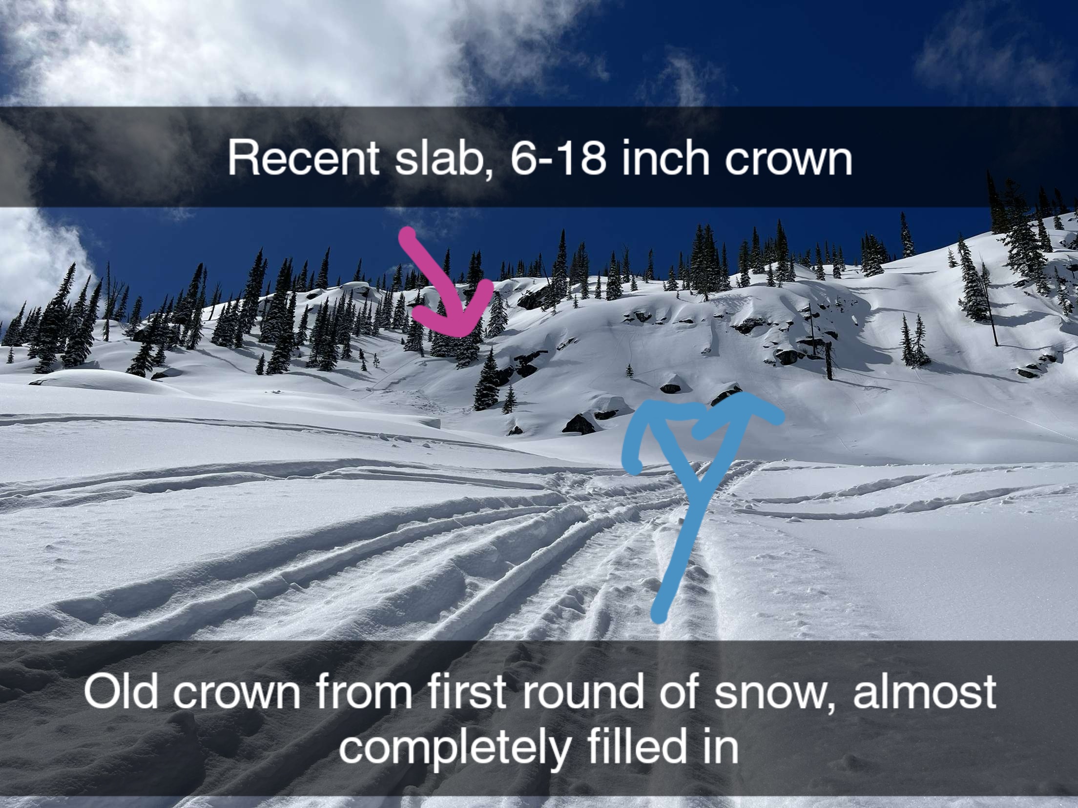 : <p>Small D1-2 avalanches that occurred prior to today, NE slope 6,500 ft.</p>
